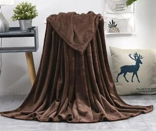 Fleece Throw Blanket - Brown_0